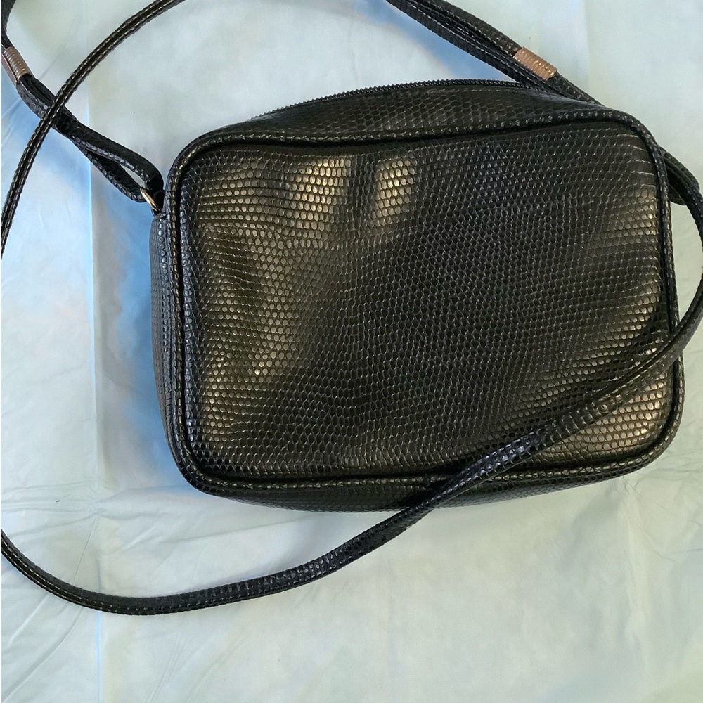 Elegant Black Faux alligator, Crossbody women’s shoulder Bag